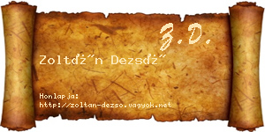 Zoltán Dezső névjegykártya